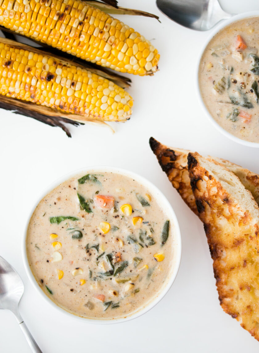 vegan corn chowder hot for food