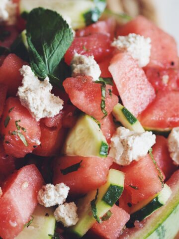 watermelon cucumber salad with almond feta_hot for food