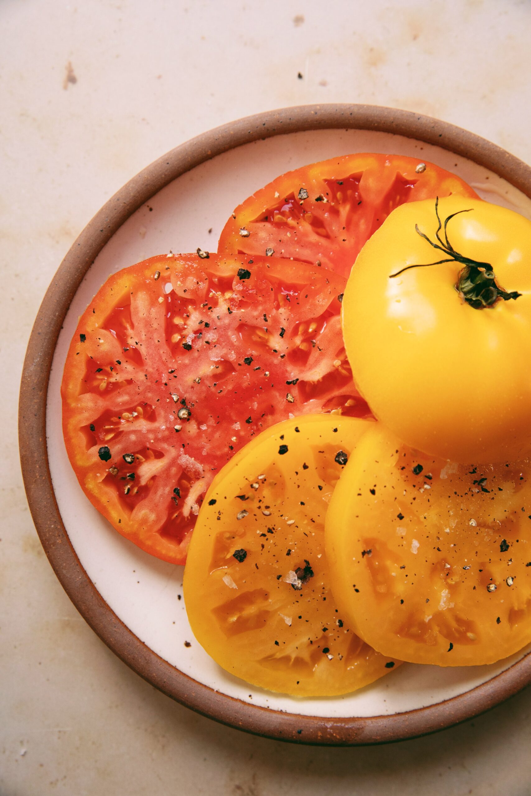 heirloom tomatoes sliced on a plate